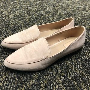 Pink Faux Suede Loafers